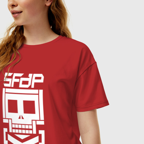 Женская футболка хлопок Oversize с принтом 5FDP AfterLife logo, фото на моделе #1