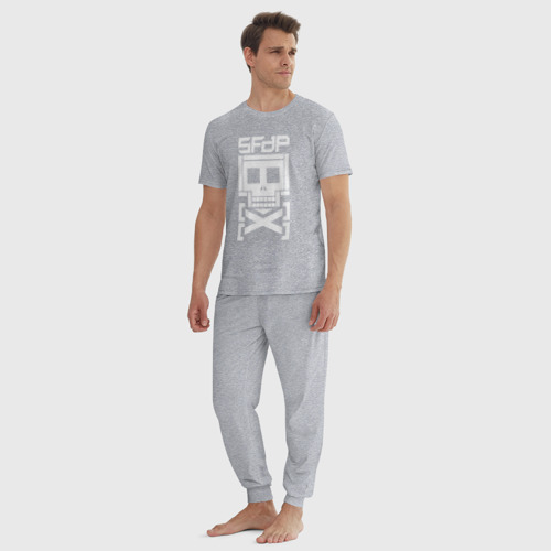 Мужская пижама хлопок 5FDP AfterLife logo, цвет меланж - фото 5