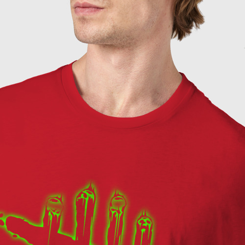 Мужская футболка хлопок dead by daylight зеленый лого, цвет красный - фото 6