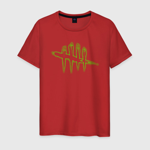 Мужская футболка хлопок dead by daylight зеленый лого, цвет красный