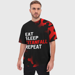 Мужская футболка oversize 3D Eat Sleep Titanfall Repeat + Милитари - фото 2