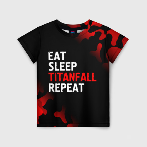 Детская футболка с принтом Eat Sleep Titanfall Repeat + Милитари, вид спереди №1