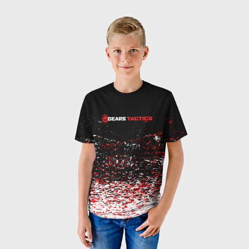 Детская футболка 3D gears tactics белые красные брызги, цвет 3D печать - фото 3