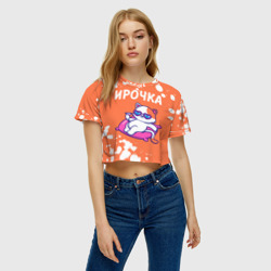 Женская футболка Crop-top 3D Ирочка кошечка Краска - фото 2