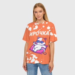 Женская футболка oversize 3D Ирочка кошечка Краска - фото 2