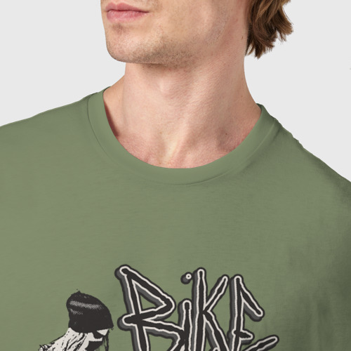 Мужская футболка хлопок Bike punk girl, цвет авокадо - фото 6