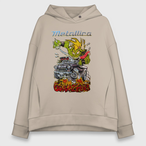 Женское худи Oversize хлопок Metallica Gimme fuel, цвет миндальный