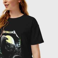 Женская футболка хлопок Oversize Metallica -  raven and skull - фото 2