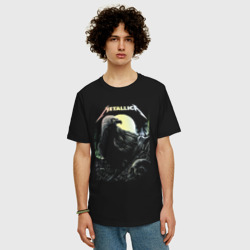 Мужская футболка хлопок Oversize Metallica -  raven and skull - фото 2