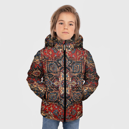 Зимняя куртка для мальчиков 3D с принтом Ковёр палас, фото на моделе #1