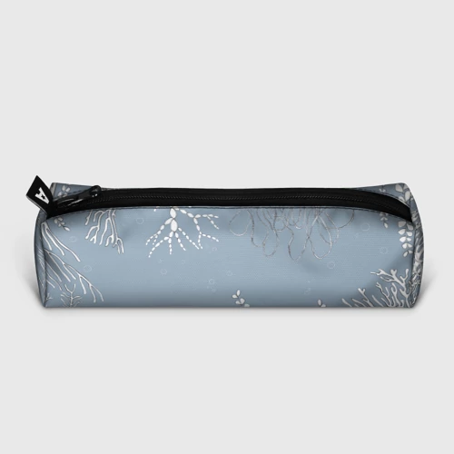 Пенал школьный 3D с принтом Разноцветные акварельные рыбки и белые водоросли, вид сзади #1