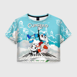 Женская футболка Crop-top 3D Cuphead  2 чашечки