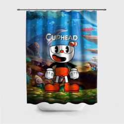 Штора 3D для ванной Cuphead Красная чашечка