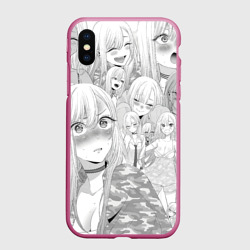 Чехол для iPhone XS Max матовый Марин Китагава - фарфоровая кукла pattern
