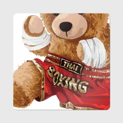 Магнит виниловый Квадрат Мишка тайский бокс thai boxing muay thai