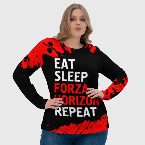 Женский лонгслив 3D Eat Sleep Forza Horizon Repeat Краска, цвет 3D печать - фото 6