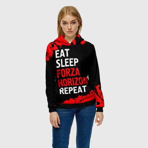 Женская толстовка 3D Eat Sleep Forza Horizon Repeat Краска, цвет 3D печать - фото 3