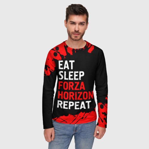 Мужской лонгслив 3D Eat Sleep Forza Horizon Repeat Краска, цвет 3D печать - фото 3