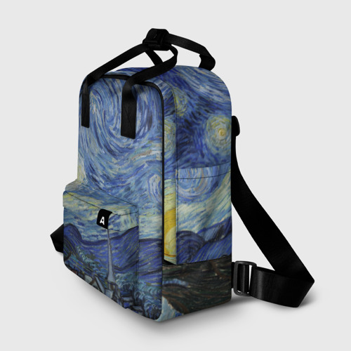 Женский рюкзак 3D с принтом Звездная ночь Ван Гога, фото на моделе #1