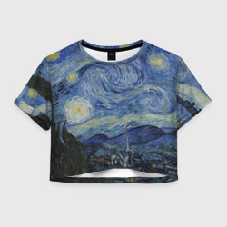 Женская футболка Crop-top 3D Звездная ночь Ван Гога