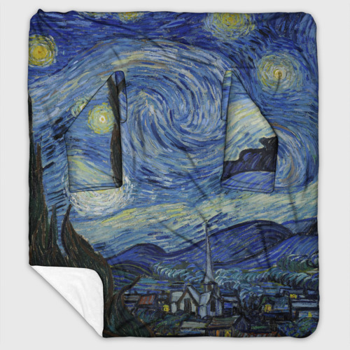 Плед с рукавами с принтом Звездная ночь Ван Гога, вид спереди #2