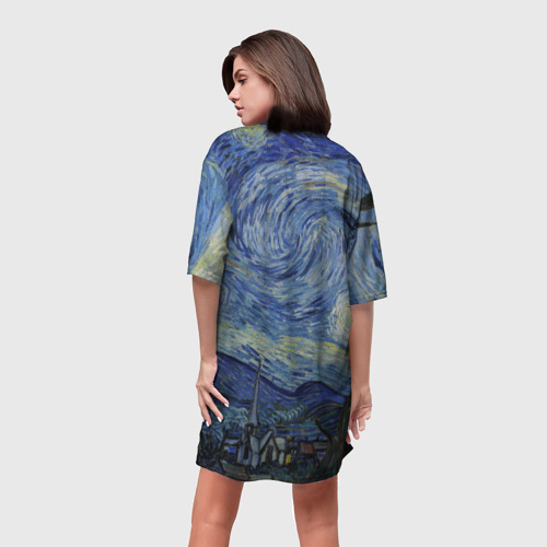 Платье-футболка 3D Звездная ночь Ван Гога, цвет 3D печать - фото 4