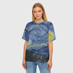 Женская футболка oversize 3D Звездная ночь Ван Гога - фото 2