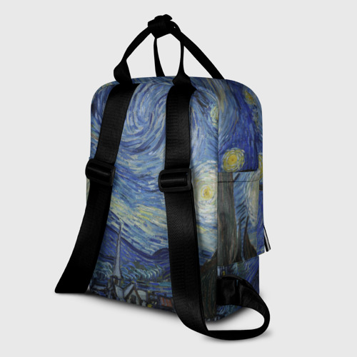 Женский рюкзак 3D с принтом Звездная ночь Ван Гога, вид сзади #1