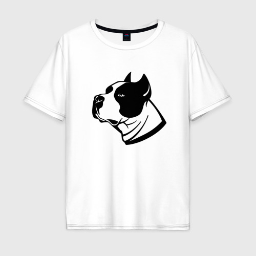Мужская футболка оверсайз из хлопка с принтом Staffordshire Terrier Muzzle, вид спереди №1