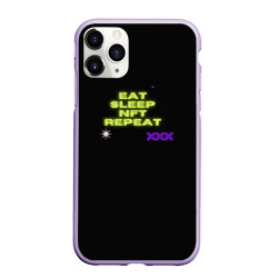 Чехол для iPhone 11 Pro матовый Eat, sleep, nft, repeat, неоновый текст