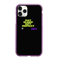 Чехол для iPhone 11 Pro Max матовый Eat, sleep, nft, repeat, неоновый текст