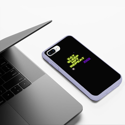 Чехол для iPhone 7Plus/8 Plus матовый Eat, sleep, nft, repeat, неоновый текст, цвет светло-сиреневый - фото 5