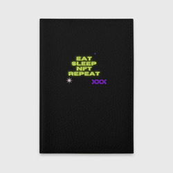 Обложка для автодокументов Eat, sleep, nft, repeat, неоновый текст