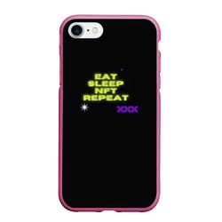 Чехол для iPhone 7/8 матовый Eat, sleep, nft, repeat, неоновый текст