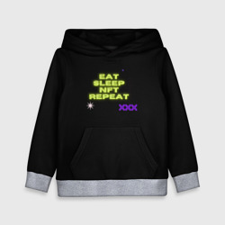 Детская толстовка 3D Eat, sleep, nft, repeat, неоновый текст