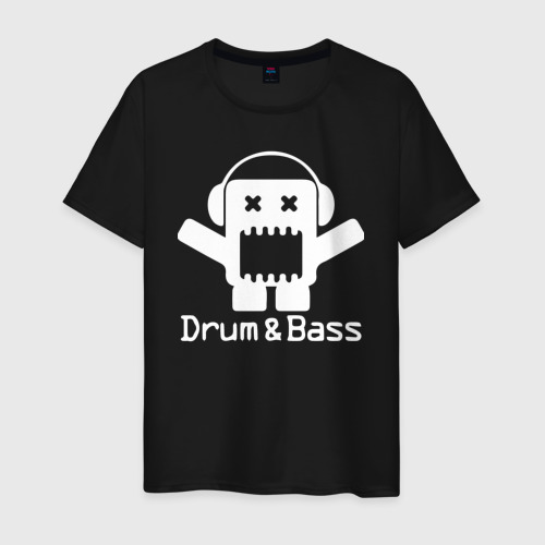 Мужская футболка хлопок с принтом Drum & Bass Black edition, вид спереди #2