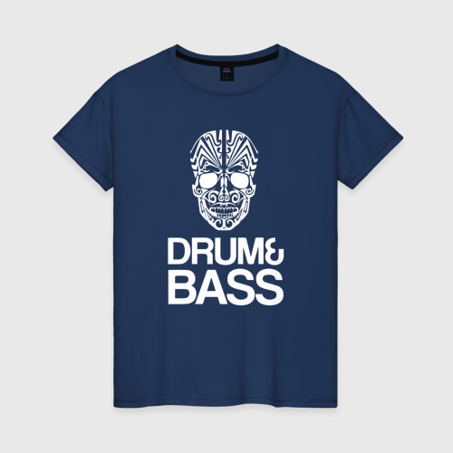 Женская футболка хлопок Drum and bass mix, цвет темно-синий