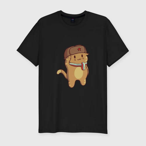 Мужская футболка хлопок Slim Russian Cat