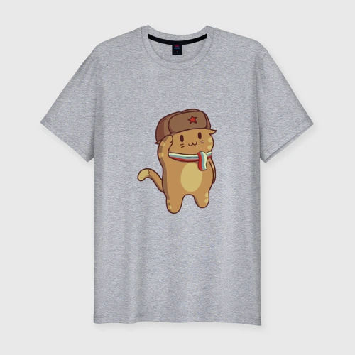 Мужская футболка хлопок Slim Russian Cat