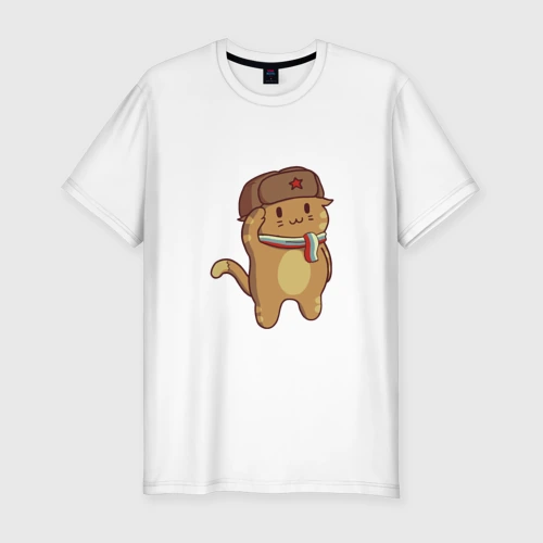 Мужская футболка хлопок Slim Russian Cat