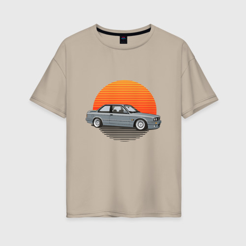 Женская футболка хлопок Oversize с принтом BMW Sun, вид спереди #2