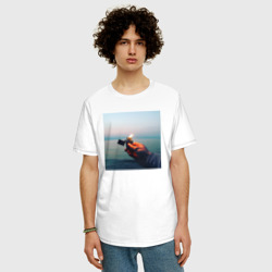 Мужская футболка хлопок Oversize Пламенный свет на Байкале - фото 2