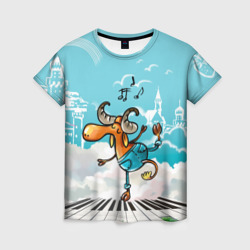 Женская футболка 3D Музыкальная лось