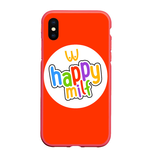 Чехол для iPhone XS Max матовый Happy MILF, цвет красный