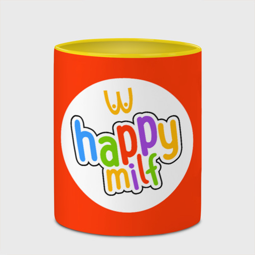 Кружка с полной запечаткой HAPPY MILF, цвет белый + желтый - фото 3