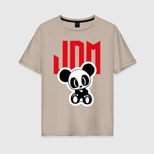 Женская футболка хлопок Oversize JDM Panda Japan, цвет миндальный