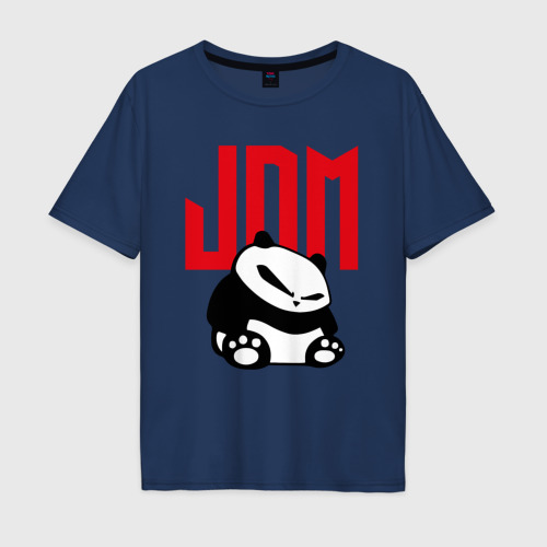 Мужская футболка хлопок Oversize JDM Panda Japan Симпатяга, цвет темно-синий