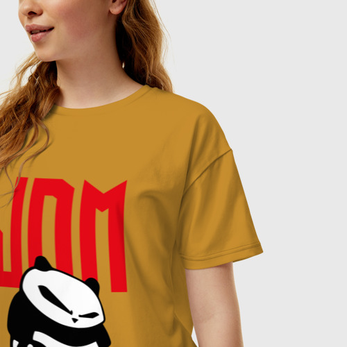 Женская футболка хлопок Oversize JDM Panda Japan Симпатяга, цвет горчичный - фото 3