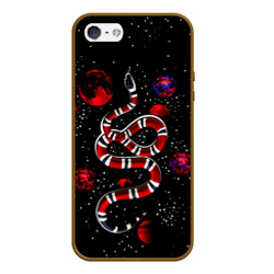 Чехол для iPhone 5/5S матовый Змея в Красном Космосе Space Snake