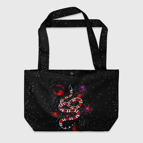 Пляжная сумка с принтом Змея в Красном Космосе Space Snake, вид спереди №1
